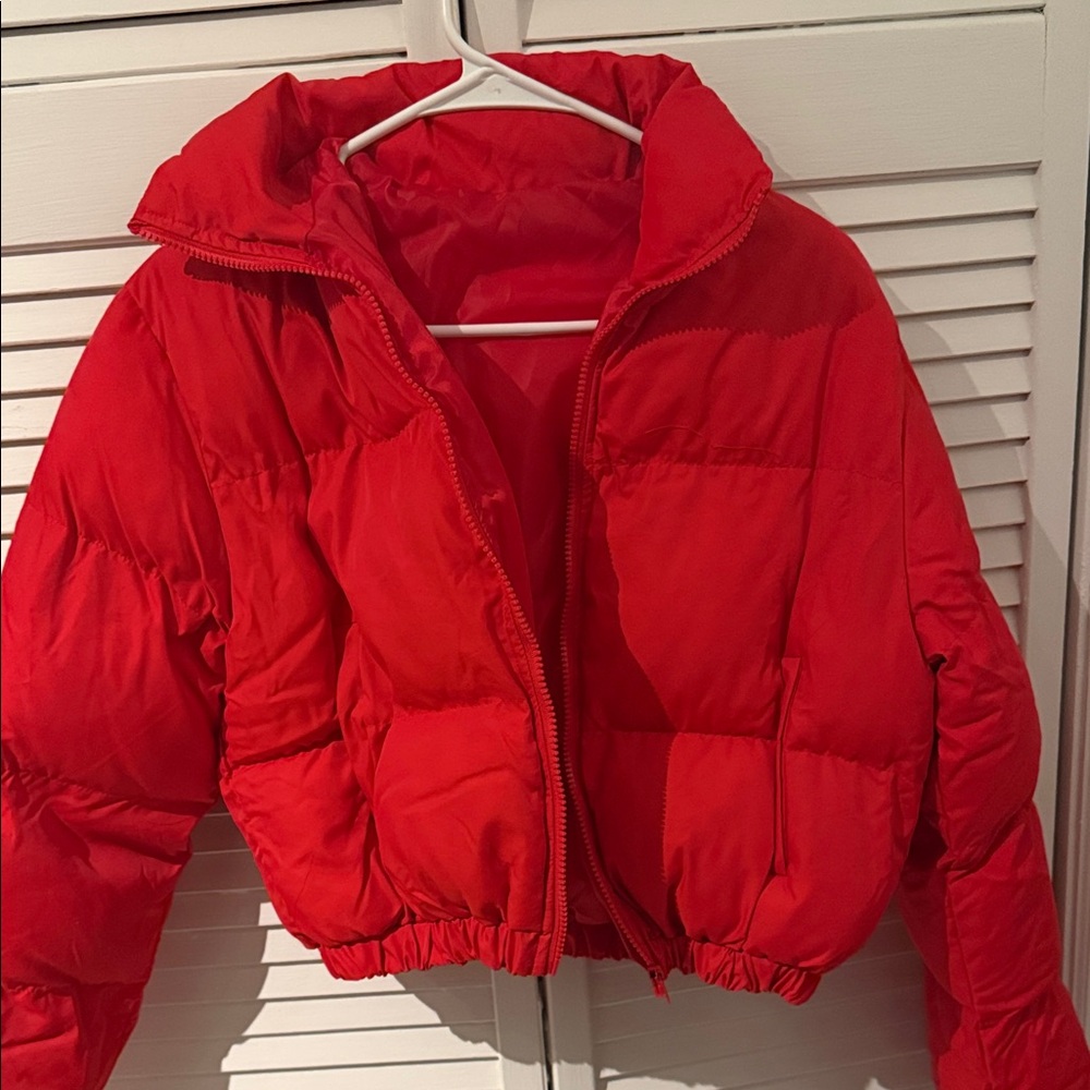 Edikted Vibrant Red Puffer Jacket